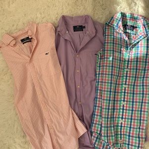 3 mens Vineyard Vines pastel button down dress shirts